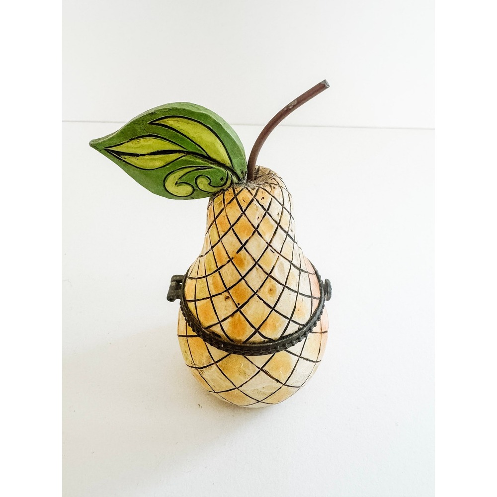 Jim Shore Pear Trinket Box Hinged Heartwood Creek Enesco 2006 Fruit Keepsake